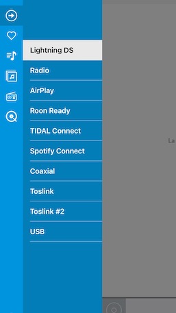 Le premier choix dans le menu de l’app liste les sources