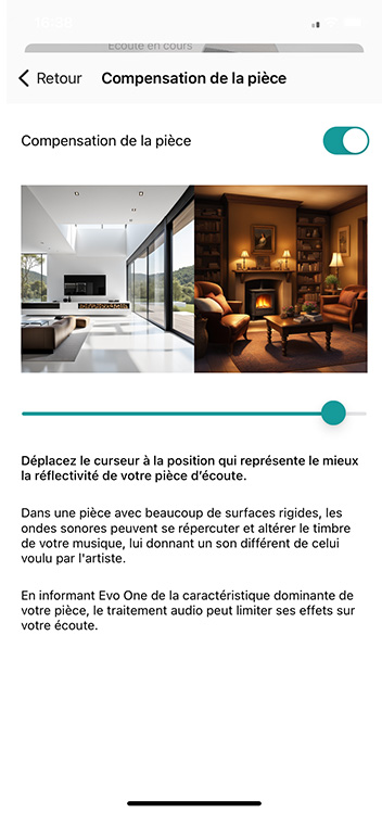Les réglages acoustiques sont également effectués en fonction de votre environnement (pièce chargée ou vide). Les réglages acoustiques sont également effectuées en fonction de votre environnement (pièce chargée ou vide).