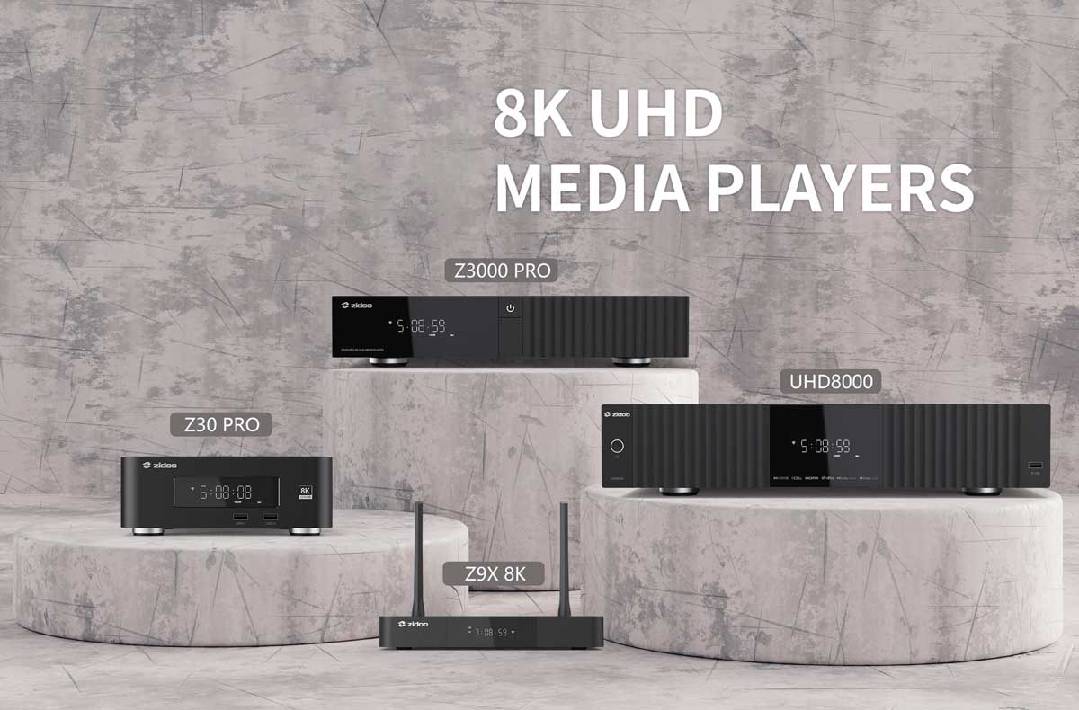 La gamme de lecteurs réseau Zidoo compatibles 8K. La gamme de lecteurs réseau Zidoo compatibles 8K.