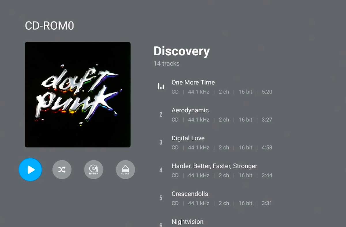 Avec un lecteur CD relié en USB, le Zidoo UHD 8000 reconnaît les disques et affiche les métadonnées. Avec un lecteur CD relié en USB, le Zidoo UHD 8000 reconnaît les disques et affiche les métadonnées.