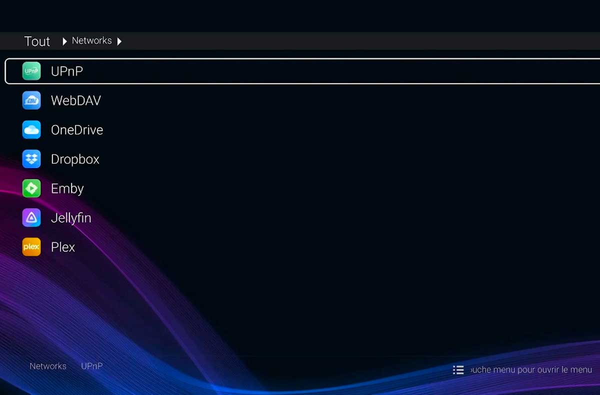 Dans le menu Networks se trouvent d’autres types d’accès, via le cloud ou en se connectant à des serveurs locaux. Dans le menu Networks se trouvent d’autres types d’accès, via le cloud ou en se connectant à des serveurs locaux.