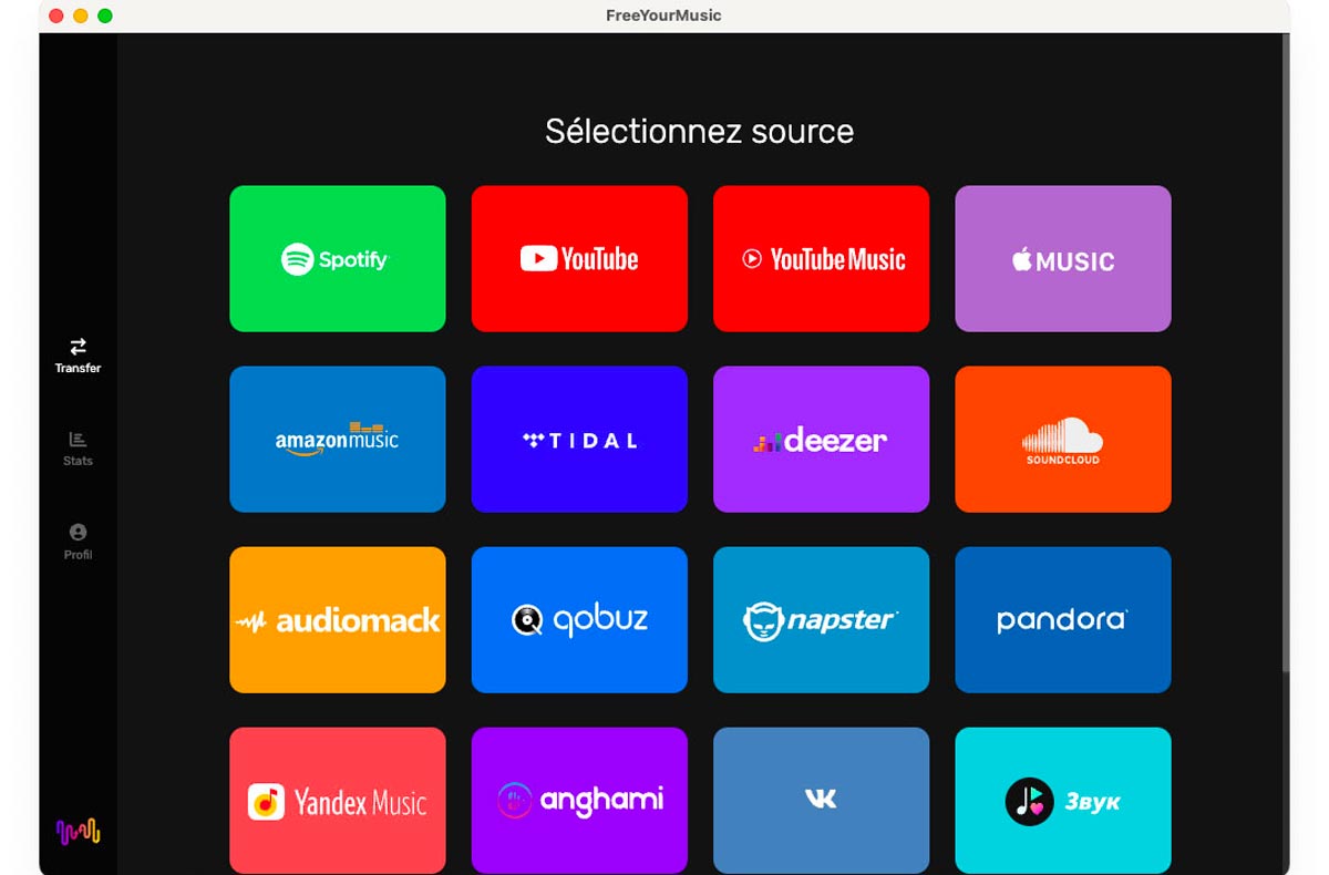 L’écran d’accueil va à l’essentiel en proposant de sélectionner le service source. Je sélectionne Spotify. L’écran d’accueil va à l’essentiel en proposant de sélectionner le service source. Je sélectionne Spotify.