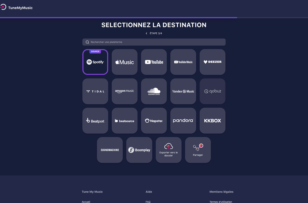 Je dois maintenant choisir le service de destination, Qobuz en l’occurrence. Je dois maintenant choisir le service de destination, Qobuz en l’occurrence.