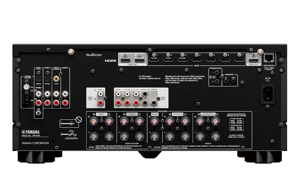 : Le Yamaha Aventage RX-A4A, un amplificateur pensé pour le cinéma, la musique et le jeu vidéo.