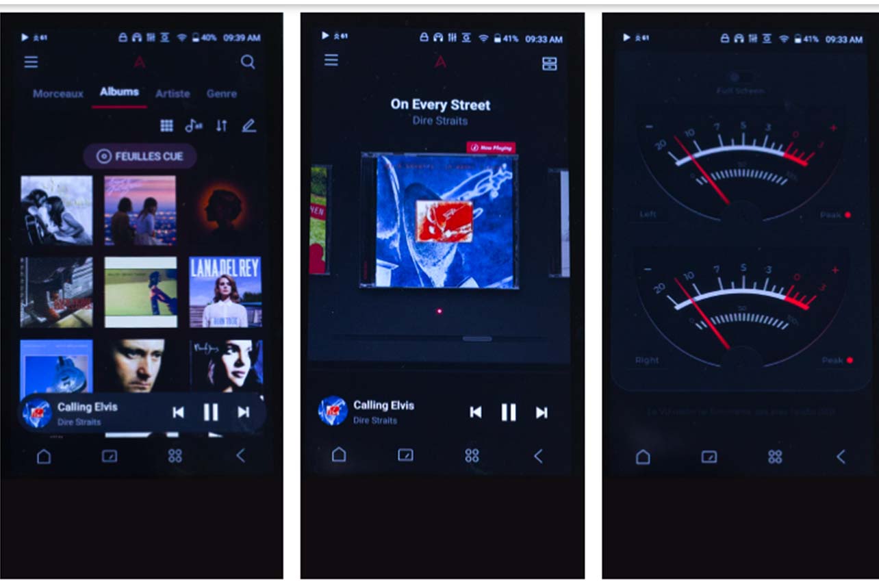 L’interface Android modifiée d’A&K affiche vos jaquettes d’albums en Full HD sur un écran 5,5 pouces parfaitement lisible en extérieur.