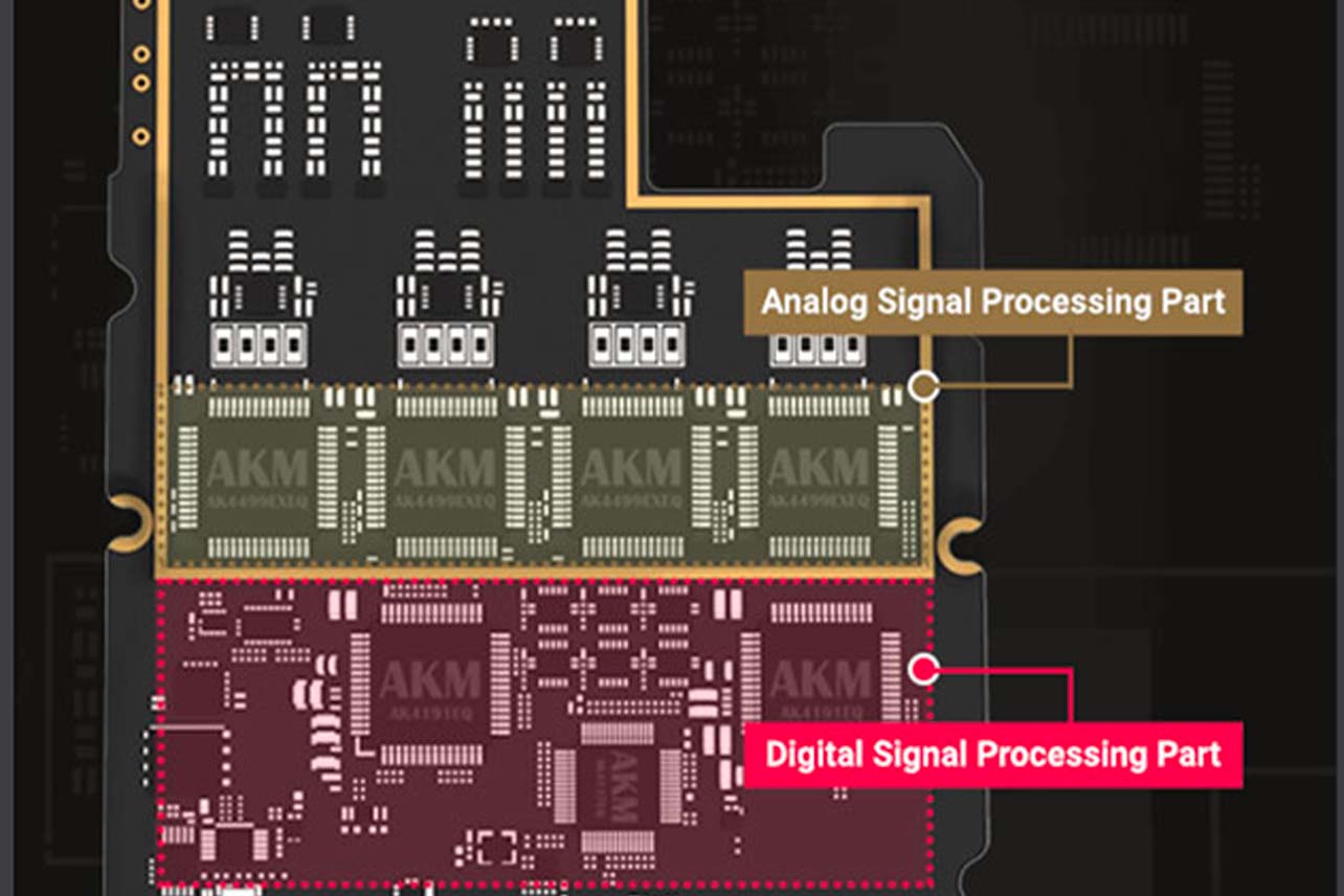 Double DAC AKM AK4499EX + modulateurs AK4191EQ : une architecture symétrique ultra précise pour une conversion numérique-analogique sans perte, jusque dans les formats 32 bits / 768 kHz.