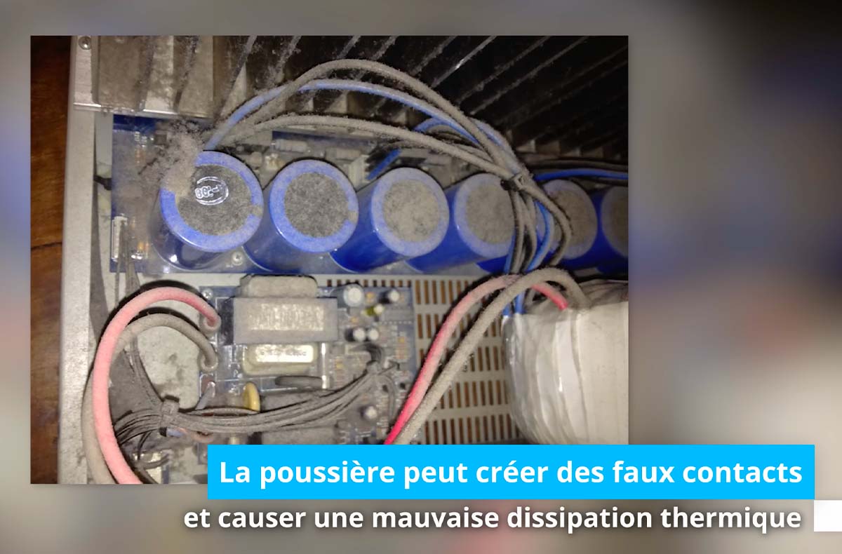 Accumulation de poussière après plusieurs années